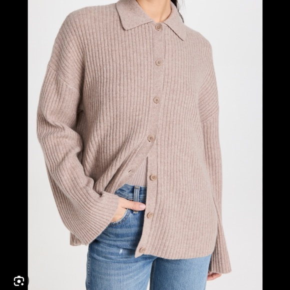 Reformation Taupe Fantino Cashmere Cardigan - Picture 1 of 8